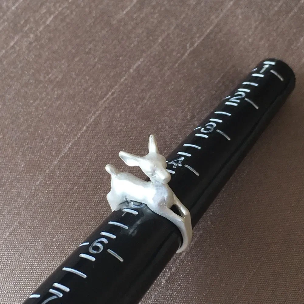 Matte Gold or Silver Bambi Deer Ring Sz 5